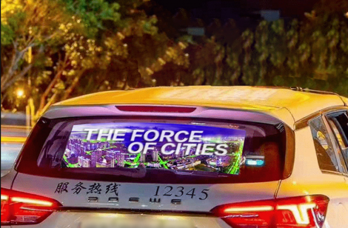 P2.6 RGB Transparent Car Rear Window LED Display 50W Media Platform